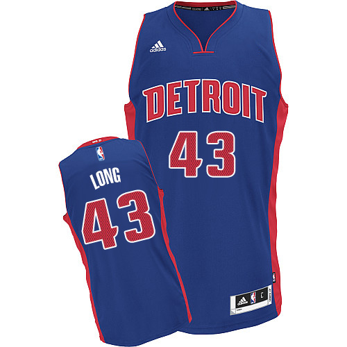 Mens Adidas Detroit Pistons 43 Grant Long Swingman Royal Blue Road NBA Jersey